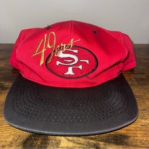 Vintage 90s San Francisco 49ers Red Black Snapback Hat Cap Team NFL Adjustable